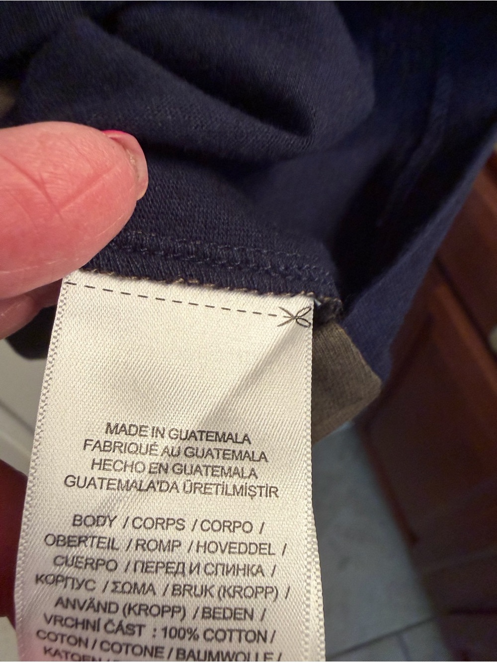 Polo by Ralph Lauren Men’s Navy Tee with Orange & Yellow Sleeves - Picture 5 of 7